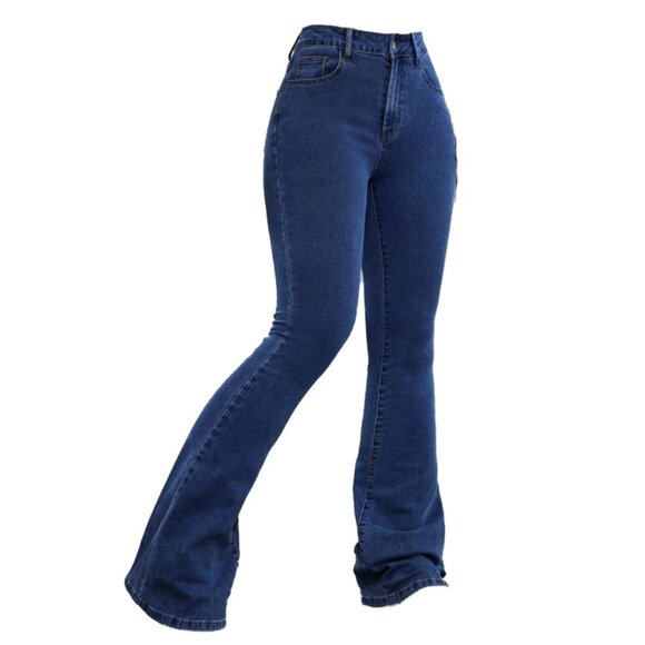 SHEIN ICON Skinny Flare Leg Jeans in Dark Wash Size L NWOT - Picture 1 of 10